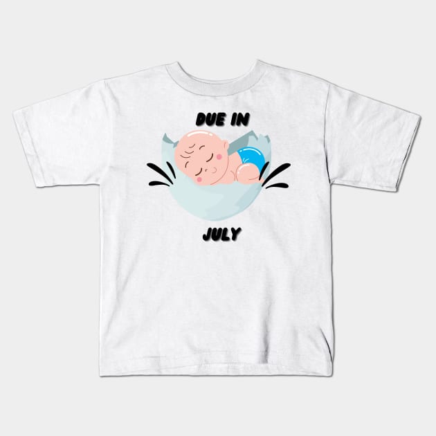 Due in July Baby Gift Kids T-Shirt by mebcreations